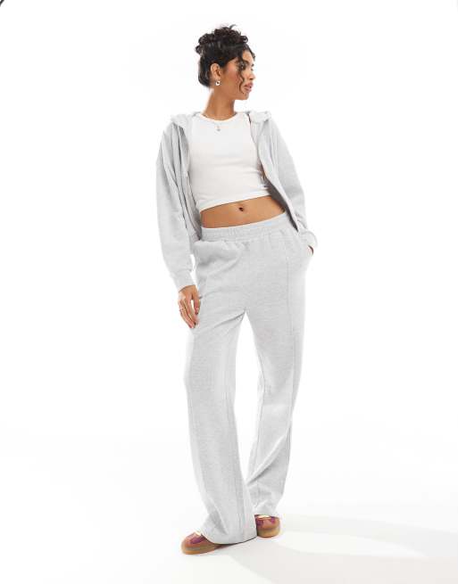ASOS DESIGN - Broek met wafelstructuur en plat gestikte plooien in gemêleerd ijsgrijs, deel van co-ord set