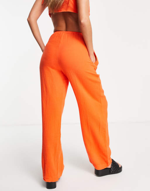 ASOS DESIGN - Broek met wijde pijpen en elastische taille van rode kaasdoek, deel van co-ord set , 2 van 4