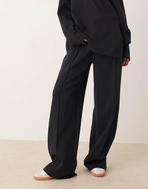 ASOS DESIGN - Broek met wijde pijpen en interlock-naden in zwart, 3 van 5