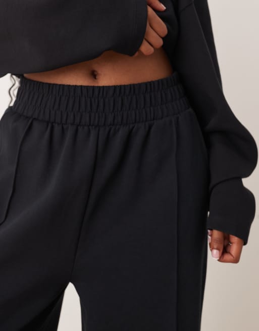 ASOS DESIGN - Broek met wijde pijpen en interlock-naden in zwart, 5 van 5