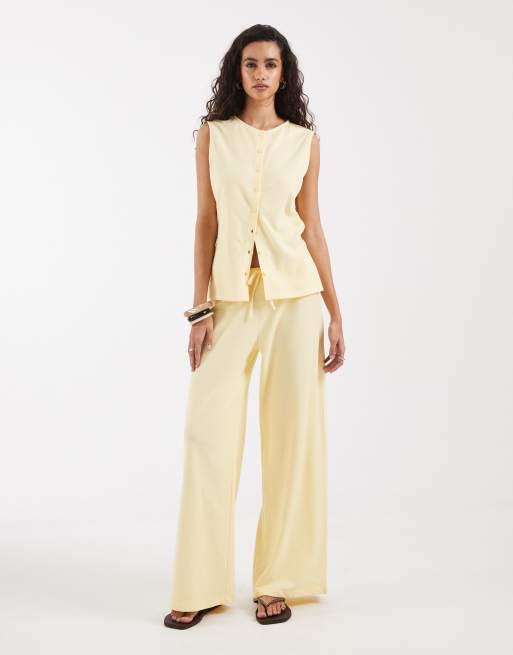 ASOS DESIGN - Co-ord set met textuur in lichtgeel, 3 van 6