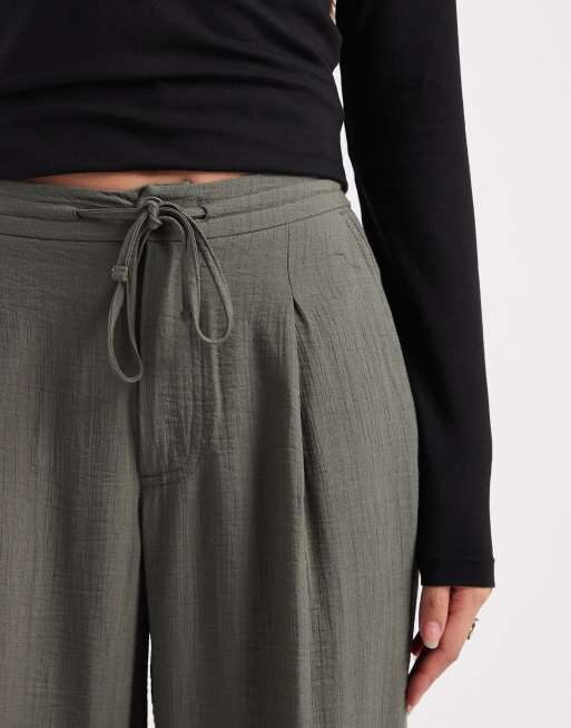 ASOS DESIGN - Broek met wijde pijpen en zachte textuur in middengroen, 4 van 5