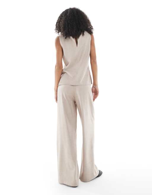 ASOS DESIGN - Broek met wijde pijpen in beige, deel van co-ord set, 4 van 5