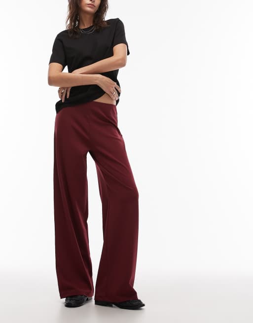 ASOS DESIGN - Broek met wijde pijpen in bordeauxrood, deel van co-ord set, 5 van 5
