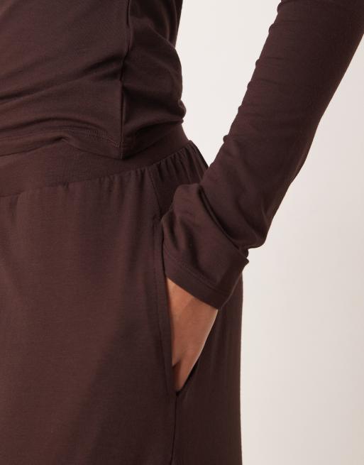 ASOS DESIGN - Broek met wijde pijpen in bruin, deel van co-ord set, 3 van 5