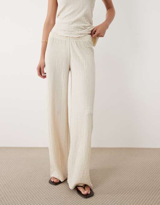 ASOS DESIGN - Broek met wijde pijpen in crème, deel van co-ord set, 2 van 5