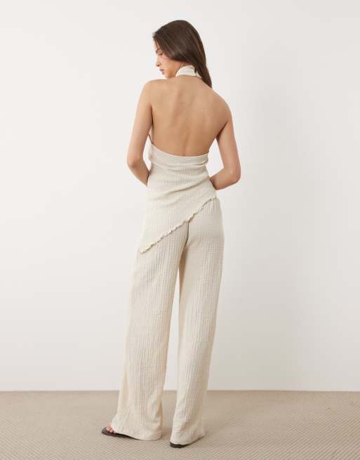 ASOS DESIGN - Broek met wijde pijpen in crème, deel van co-ord set, 4 van 5