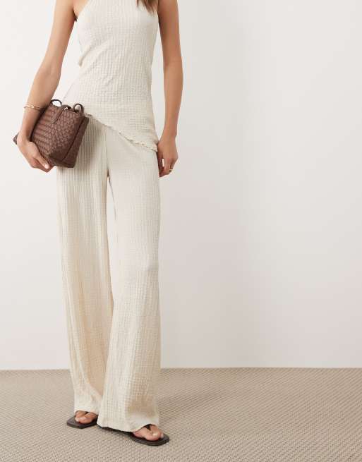 ASOS DESIGN - Broek met wijde pijpen in crème, deel van co-ord set, 5 van 5
