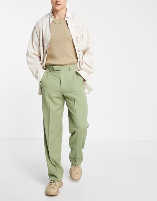 ASOS DESIGN - Broek met wijde pijpen in groen 