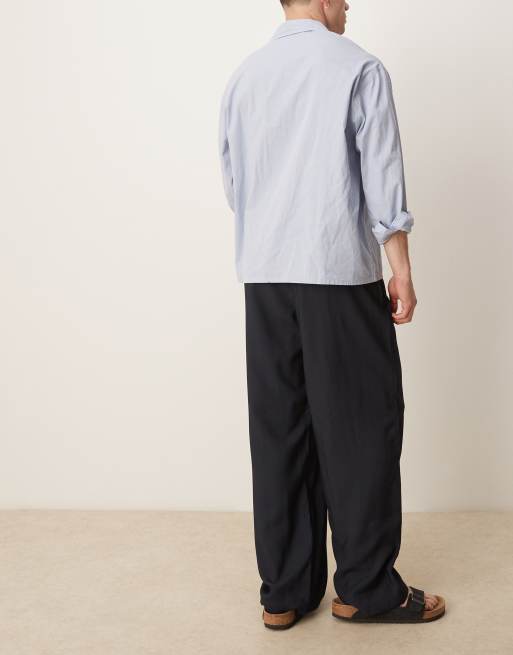 ASOS DESIGN wide leg trousers in navy 