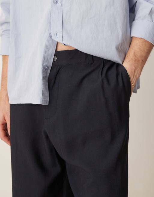 ASOS DESIGN wide leg trousers in navy 