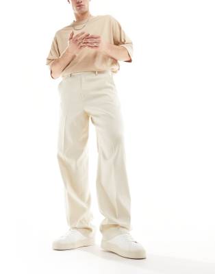 ASOS DESIGN - Broek met wijde pijpen in zandkleur