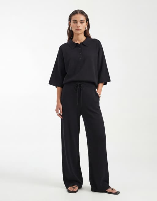 ASOS DESIGN - Broek met wijde pijpen in zwart, deel van co-ord set, 11 van 11