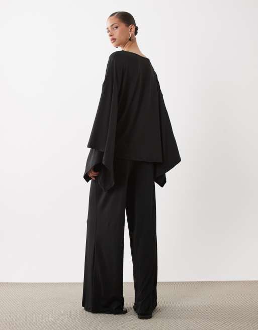 ASOS DESIGN - Broek met wijde pijpen in zwart, deel van co-ord set, 5 van 5