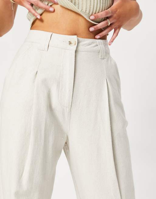 ASOS DESIGN - Broek met wijde pijpen van linnen in lichtbeige, 3 van 4