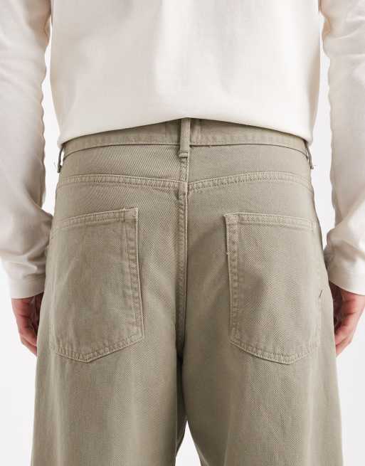 ASOS DESIGN - Broek met wijde ronde pijpen in kaki, 4 van 5