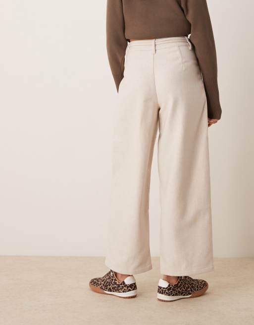 ASOS DESIGN - Broek met wollook en dubbele riem in stone, 5 van 5