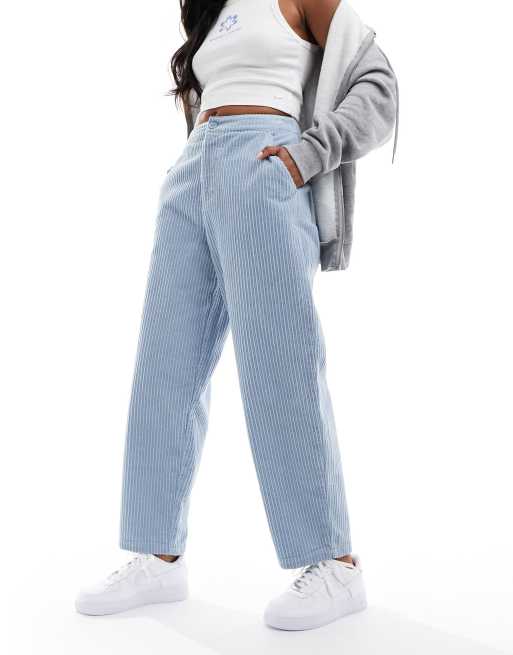 ASOS DESIGN - Broek van corduroy met wijde rechte pijpen in blauw