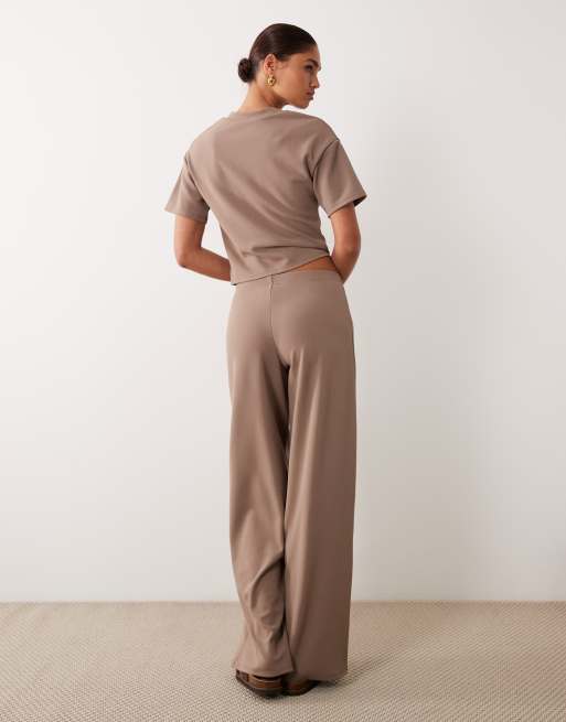 ASOS DESIGN - Broek van jersey keperstof in stone, deel van co-ord set, 5 van 5