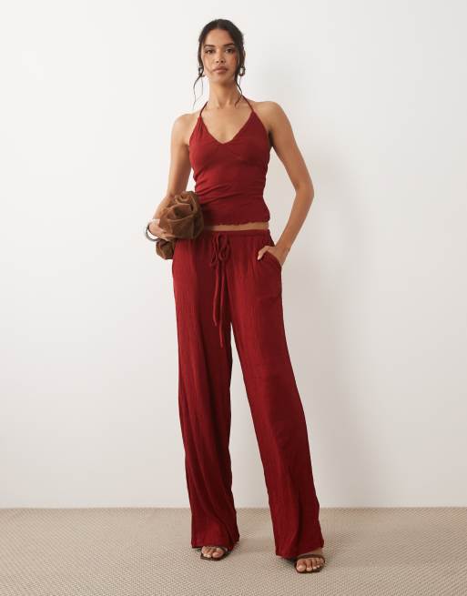 ASOS DESIGN - Co-ord set van kreukelstof in roestrood, 3 van 6