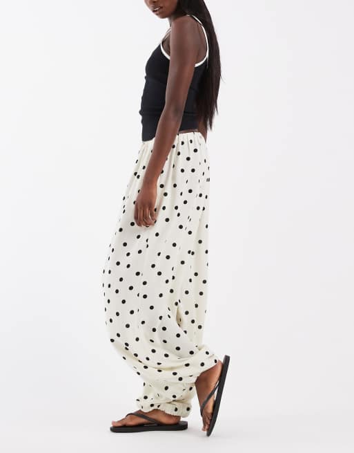 ASOS DESIGN - Broek van linnenmix met ballonpijpen en stippen, 2 van 5