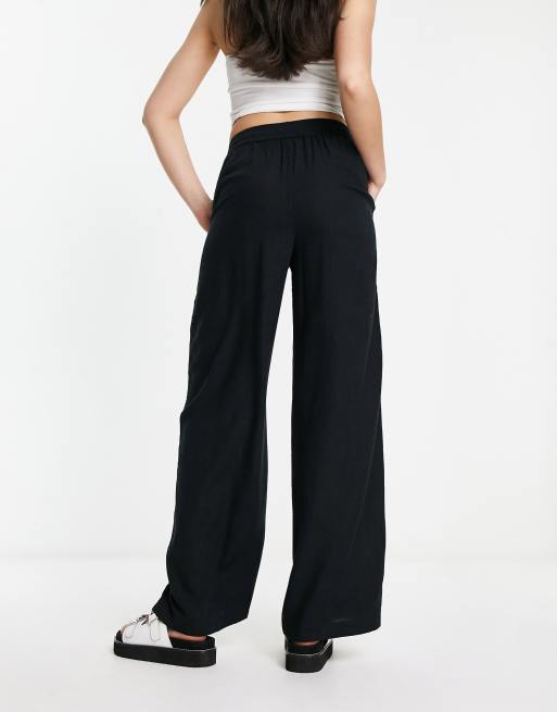 ASOS DESIGN - Broek van linnenmix met trekkoord in zwart, 2 van 4