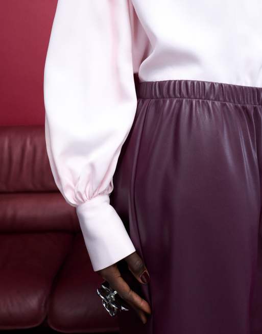 ASOS DESIGN - Broek van PU met ballonpijpen in paars, 2 van 5