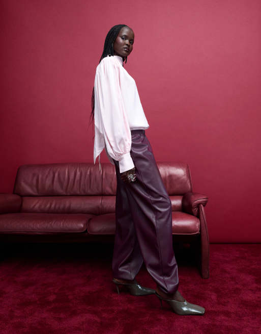 ASOS DESIGN - Broek van PU met ballonpijpen in paars, 3 van 5