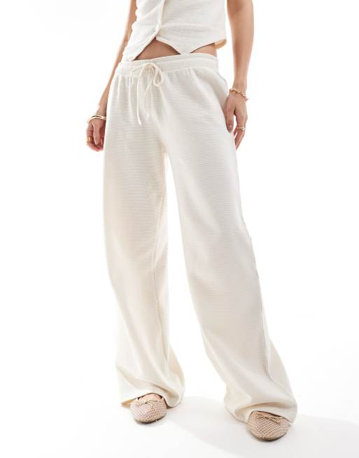 ASOS DESIGN - Broek van wafelstof in kokosmelk, deel van co-ord set, 2 van 5