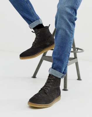 brogue suede boots mens