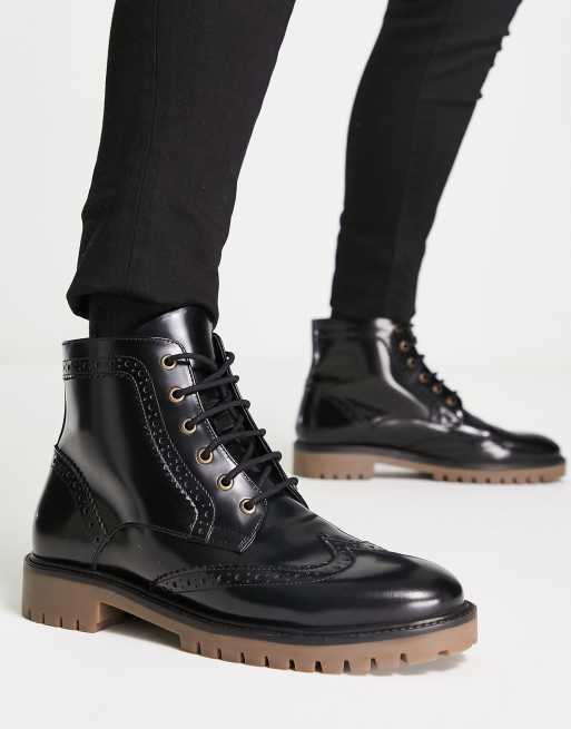 Dr martens delphine brogue black leather hot sale lace up flat ankle boots