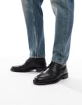 [ASOS DESIGN] ASOS DESIGN brogue lace up boots in black leather 42 Black