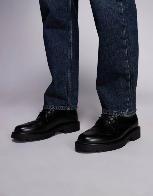 ASOS DESIGN brogue lace up boots in black, 2 of 4