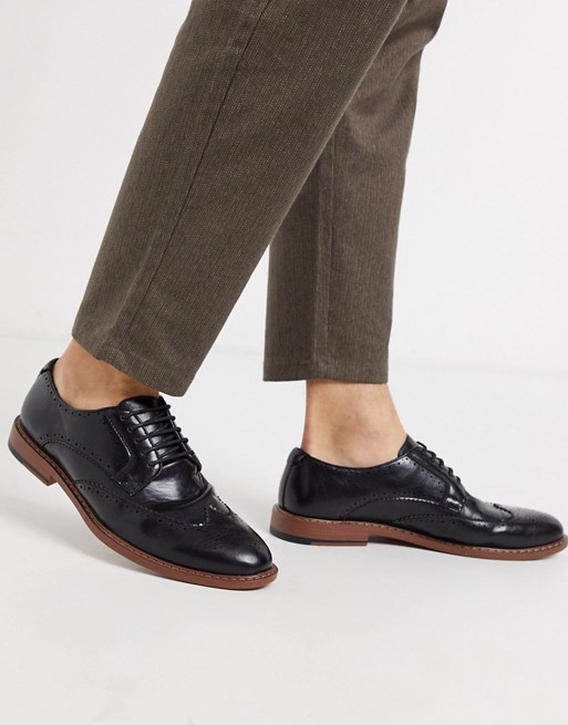ASOS DESIGN brogue shoes in black faux leather