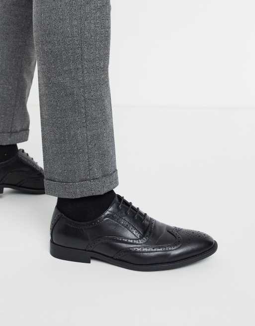 Asos black leather store shoes