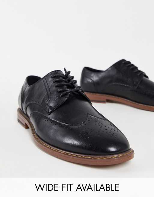 ASOS DESIGN brogue shoes in black faux leather | ASOS