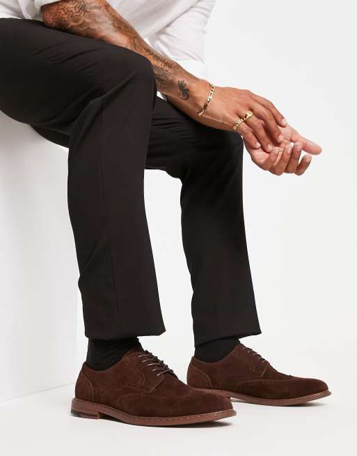 ASOS DESIGN faux suede trousers in baggy fit in light brown