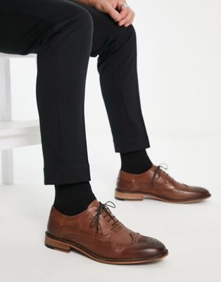 ASOS DESIGN brogue shoes in brown leather