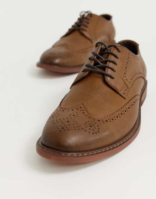 asos brogue shoes in tan leather