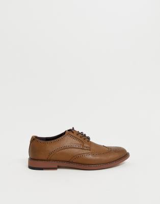 ASOS DESIGN brogue shoes in tan faux 