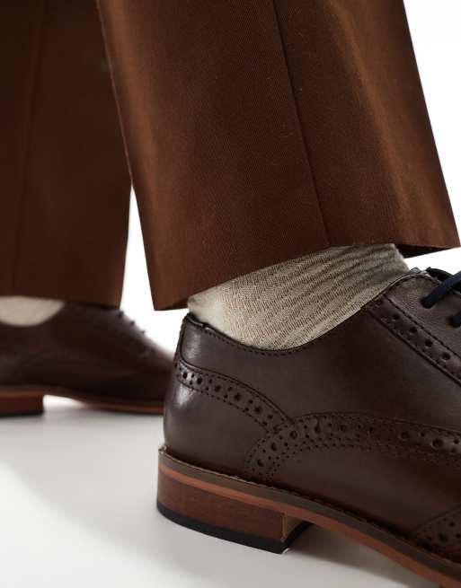 ASOS DESIGN - brogue-sko i brun læder med natursåler og farvedetaljer, 2 af 4