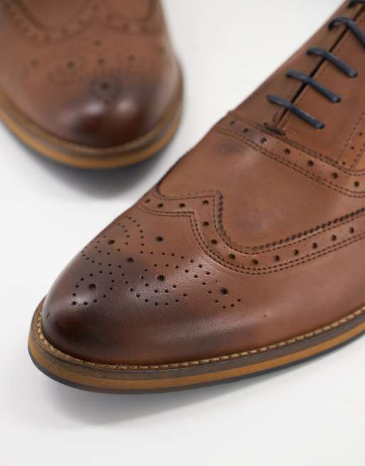 ASOS DESIGN - brogue-sko i brun læder med natursåler og farvedetaljer, 2 af 4