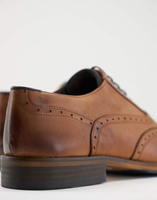ASOS DESIGN - brogue-sko i brun læder med natursåler og farvedetaljer, 4 af 4