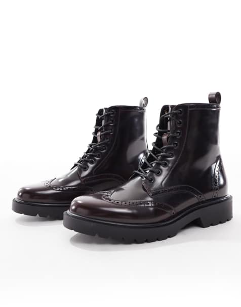 ASOS DESIGN - Brogue veterlaarzen in bordeauxrood - view 1