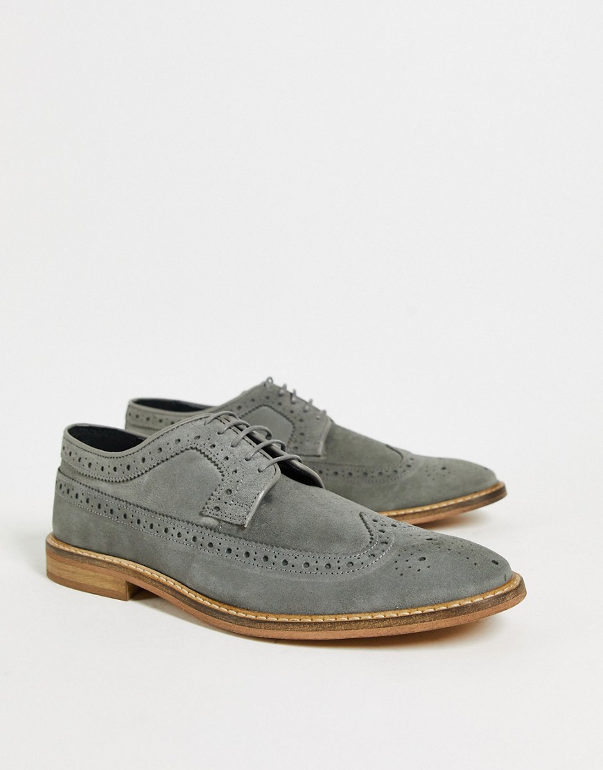 ASOS DESIGN brogues in gray suede with natural sole