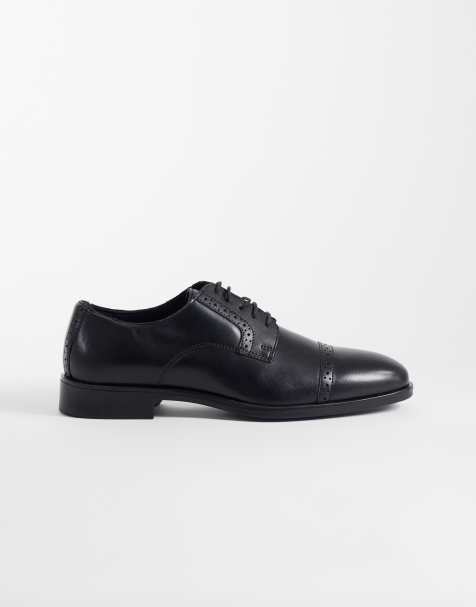 ASOS DESIGN - Brogues met veters en teenstuk in zwart leer - view 1