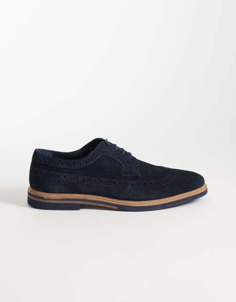 ASOS DESIGN - Brogues met veters in marineblauw suède - view 1