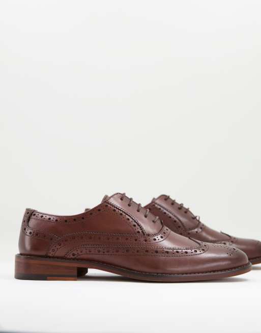 ASOS DESIGN - Brogueschoenen van bruin leer