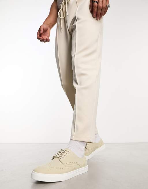 ASOS DESIGN - Brogueschoenen van imitatiesuède met veters in beige, 2 van 4