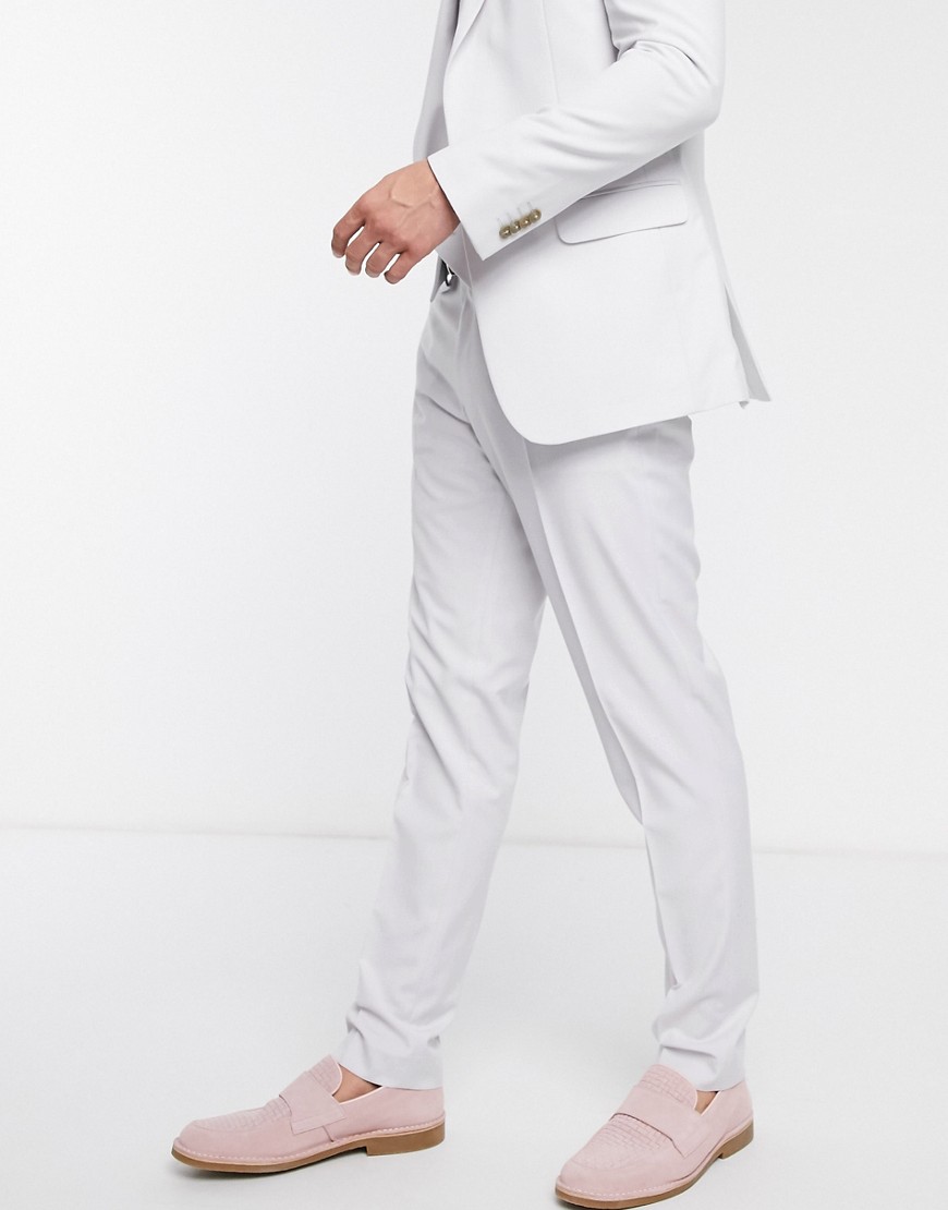 ASOS DESIGN – Bröllop – Ljusgrå kostymbyxor med smal passform
